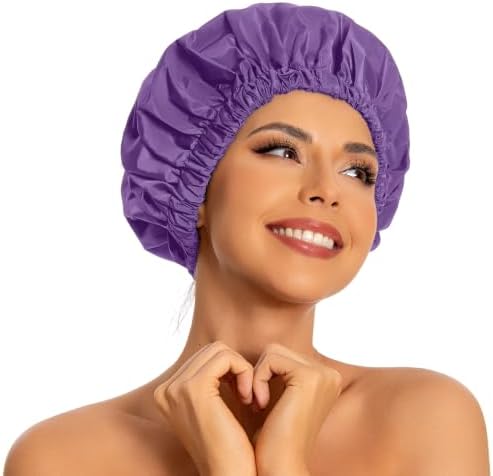 Edoneery Shower Caps for Women Reusable Waterproof, Shower Hair Cap by Edoneery