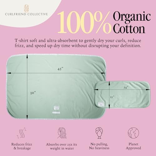 Curlfriend Collective Cotton Cloud T-Shirt Hair Towel Duo, Sage The Day - Image 3
