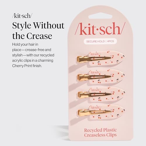 Kitsch Creaseless Hair Clips for Women - Cherry Print, 4pcs - Image 2