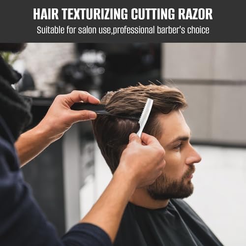 FEISIER Stainless Steel Hair Thinning Styling Razors for Cutting Hair, Texturizing Cutting Razor for Salon and Home,10 PCS Sharp Blades Included - Image 6