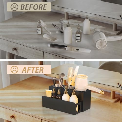 SILUT Matte Black Acrylic Countertop Hair Tool Organizer - Image 2