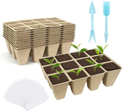 120 Cells Biodegradable Seedling Starter Trays,10 Pack Plant Starter Kit by GCVOPTON