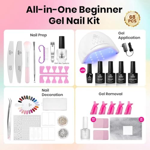 Beetles Gel Nail Polish Kit with UV Light, 68 Pcs 35 Colors Gel Nail Kit - Image 2