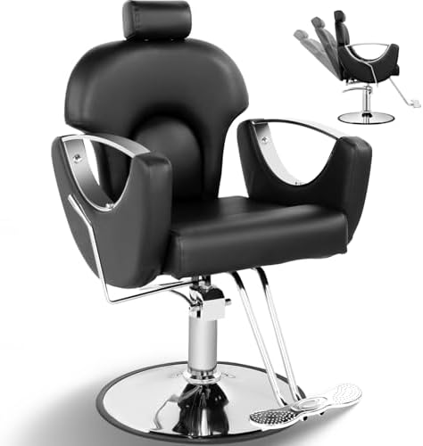 Reclining Salon Chair for Hair Stylist, Heavy Duty Hair Barber Chair by Tythical