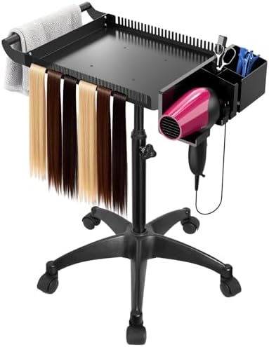 Hairstylist Rolling Cart, Salon Tray Cart on Wheels, Salon Trolley Braiding Hair Rack,Coloring Tray with Holder, Rolling Tool Trolley Hairstylist Station Organizer by LWADALN