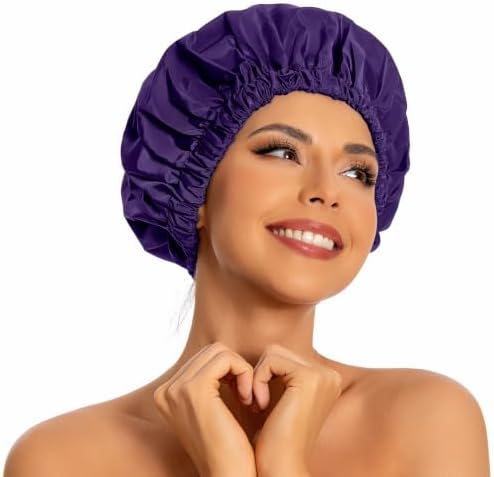 Edoneery Shower Caps for Women Reusable Waterproof, Shower Hair Cap by Edoneery