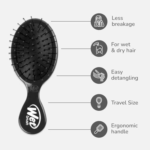 Wet Brush Detangling Brush, Mini Detangler (Black), Wet & Dry Tangle-Free Hair Brush for Women & Men, No Tangle, Soft and Flexible Bristles for Straight, Curly, and Thick Hair - Image 4