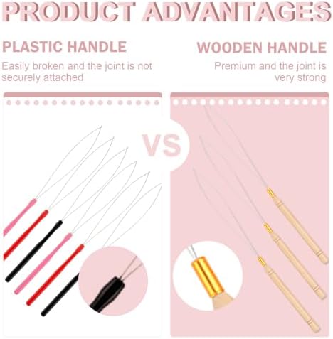Vlasy 3PCS Hair Extension Tools Loop Needle Threader Hair Beader Tool - Image 2