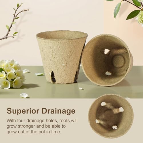 12 Pcs Peat Pots, Biodegradable Pots for Seedlings with Drain Holes, Garden Plant Nursery Pots for Plants, Vegetables,Fruits and Herb (12) - Image 6