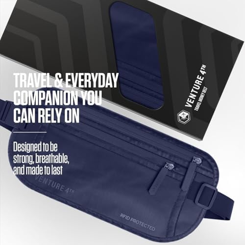 VENTURE 4TH Travel Money Belt, RFID Blocking Passport Holder - Sleek Navy - Image 4