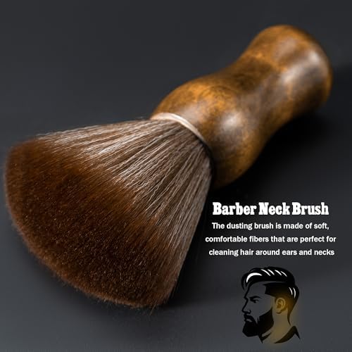SALONSILK Barber Neck Duster Shaving Brush Set, 5 in 1 Professional Barber Accessories Cleaning Supplies, Hair Cutting Cleaning Hairbrush Styling Tool - Image 4