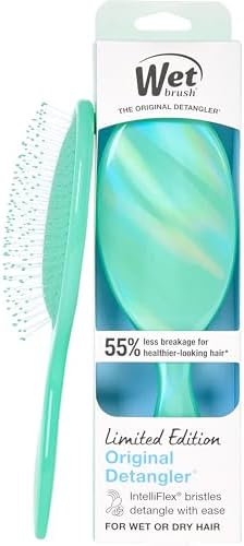 Wet Brush Original Detangler Hair Brush, Soft, Flexible Bristles Gently Detangle All Hair Types, Works on Wet or Dry Strands, Ergonomic Handle, Reduces Breakage, Limited Edition, Prismatic Glow Green by WetBrush