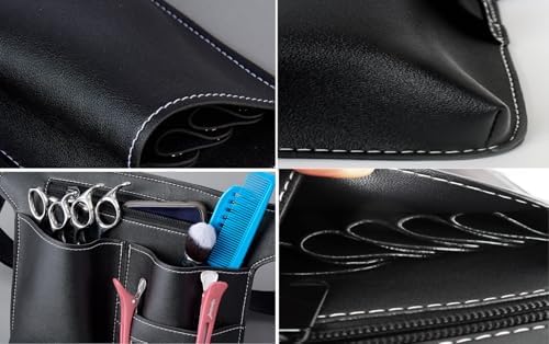 Scissor Bag,Barber PU Leather Waist Pouch,Professional Hairdressing Tools Storage Holster with Waist Belt,Hairstylist Waist Belt,Professional Hairdressing Tools Storage Holster - Image 5