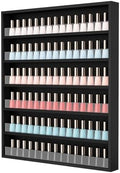 OmySalon Nail Polish Organizer Wall Mount - Holds 120+ Bottles with Acrylic Barrier, Salon Display Rack for Home Spa & Nail Studio - Assembly Required, Wooden Polish Storage (Black, 6-Tier) by OmySalon