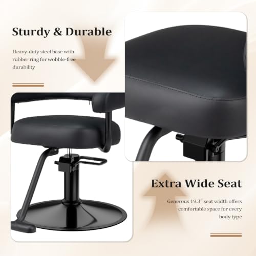 OmySalon Barber Chairs for Barbershop Dark Brown and Gold Styling Chair, Salon Chair for Hair Stylist Heavy Duty Hydraulic Pump, 360°Swivel with Footrest, Hairdressing Beauty Spa Braiding Equipment - Image 4
