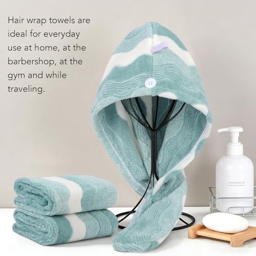 SINLAND Hair Drying Cap Hair Towel for Women 3 Pack Green - Image 6