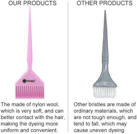 Glitter Hair Dye Brush Set, Hair Color Brush, 3 Sizes Pink Tint Brushes for Professional Hair Coloring, Root Touch-Up & Hair Treatment, Salon & Home Use - Image 3