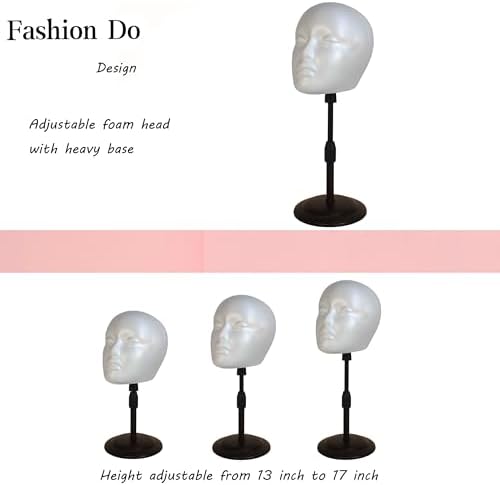 2 PACKS Adjustable wig or hat styrofoam mannequin head holder stand (13”to 17”) - Image 2