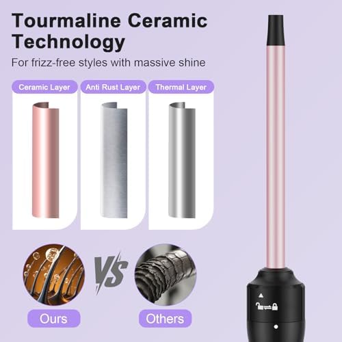 3 in 1 Wand Curling Iron, Curling Iron Set with Tapered Curling Wand (0.5-1") and 2 Interchangeable Ceramic Wand Curler (0.5"-1.25"), Fast Heating with Adjust Temp, Dual Voltage, Gift for Women - Image 5