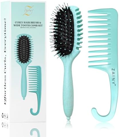 ZAINY Curl Defining Brush for Curly Hair Brush & Wide Tooth Comb for Curls by ZAINY