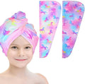 Basumee Microfiber Hair Towel Wrap for Kids Girls, Ultra Absorbent, 2 Pack by Basumee