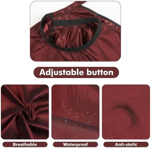 Professional Barber Cape with Neck Brush & Disposable Neck Paper, Wine Red - Image 4