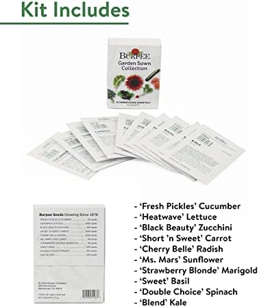 Burpee Garden Sown Flower, Herb & Vegetable 10 Packs of Non-GMO Basil, Lettuce, Cucumber, Radish, Spinach, Kale, Zucchini, Sunflower & Marigold, Seeds for Planting - Image 3