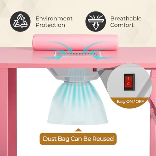 Winado Foldable Manicure Table, Nail Desk for Nail Tech with Dust Collector - Image 4