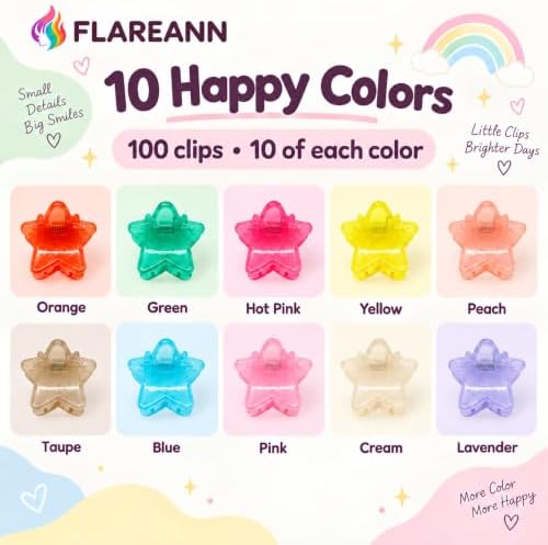 Mini Star Hair Clips for Baby, 100 Pcs Toddler Hair Clips - Image 2