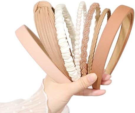 7 Pcs Headbands for Women Girls, Non Slip Cute Pearl Floral Padded Vintage Wide Fashion Multi-style Headbands for Girls - Image 3