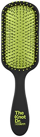 Conair The Knot Doctor for Premium Pro Detangling Brush for Wet or Dry Hair with Green Storage Case, Black - Image 2