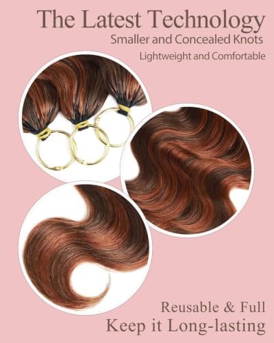 P4/30 Auburn-Chocolate Brown 14 Inch Human Crochet Hair for Black Women Feather Crochet Extensions 55g 40 Strands Resusable Miracle Look Hair Bundles Soft Lightweight Small Knots Body Wave - Image 3