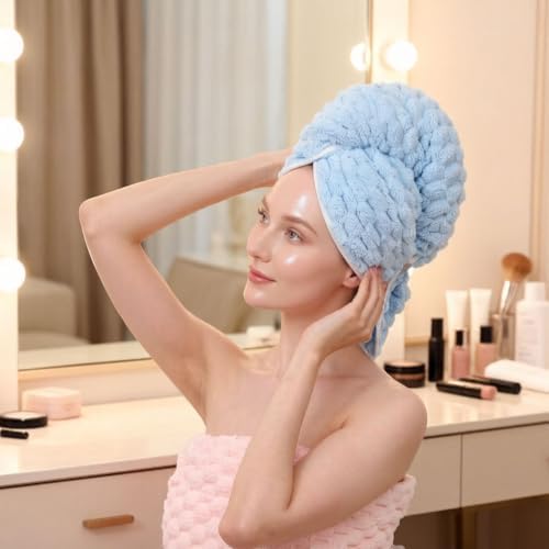 Super Soft Microfiber Hair Towels 2-Pack Lage Size (24x42 inch) for Women - Image 5