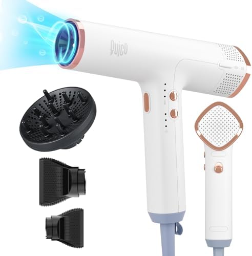 Quico Hair Blow Dryer, 1875W High-Speed BLDC Professional 110000 RPM Quiet Hair Dryer with Diffuser, 7X Faster Salon Blow Dryers for women, Adjustable Temp and Speed, Ionic Hair Dryer Home Travel Gift by Quico