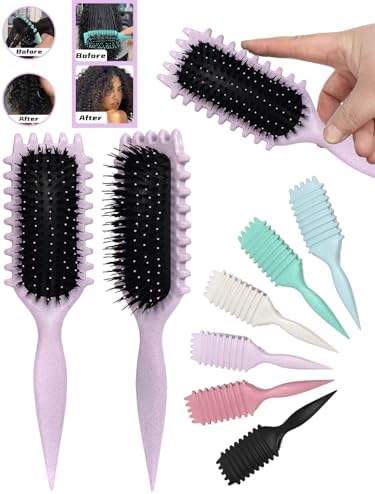 Purple Curl Defining Brush for Curly Hair – Detangling & Styling Brush for Women & Men, Defines 2A to 4C Curls, Reduces Frizz, Perfect for Wet & Dry Hair (Purple) - Image 2