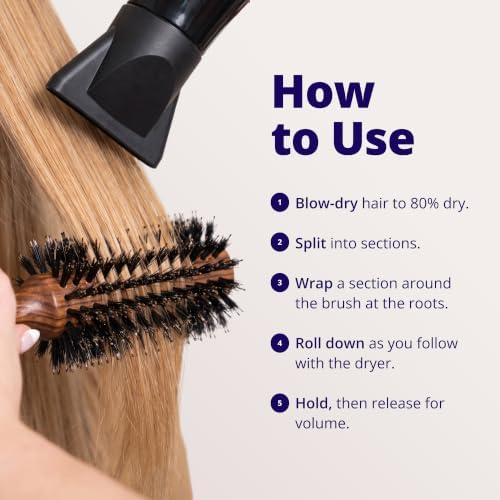 Spornette Deville Boar Bristle Round Brush for Women - Small Round Hair Brush for Blow Drying, Curling & Styling - Adds Shine, Volume & Lift to All Hair Types (1.5 Inch) - Image 2