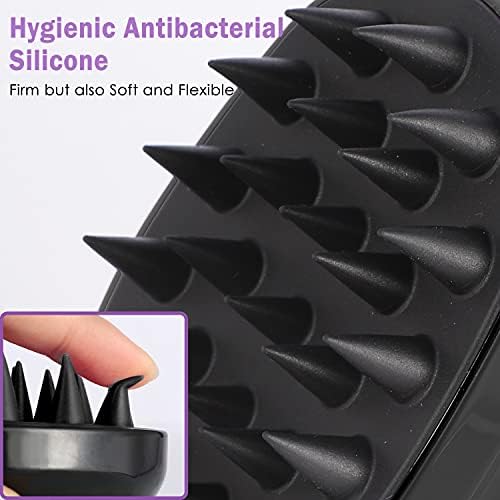 Sosoon Scalp Massager Shampoo Brush, Hair Scalp Scrubber Shower Hair Brush Head Massager for Stress Relax Hair Growth, Dandruff Brush Scalp Exfoliator for Women Men Kids Pets, Black - Image 4