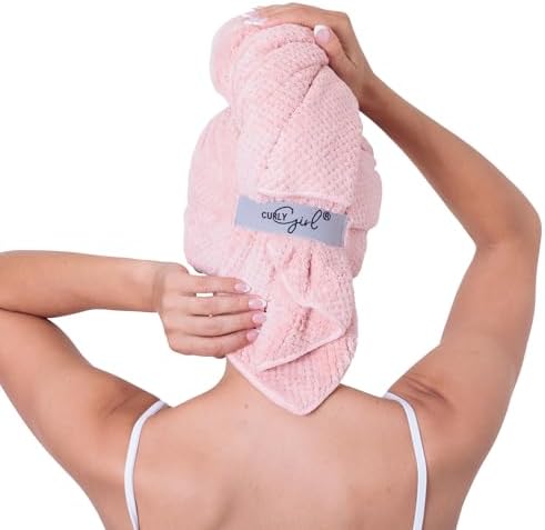 Curly Girl Microfiber Hair Towel Wrap for Women, 41" x 31" Large Quick Dry Hair Towel, Secure Fit with Elastic Strap, Anti-Frizz Hair Plopping Wrap for Long, Thick Hair - Image 5