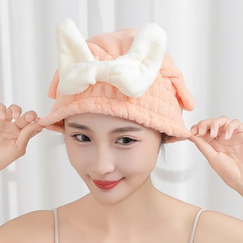 Microfiber Hair Towels Wrap Hair Drying Cap for Women Pink - Image 5