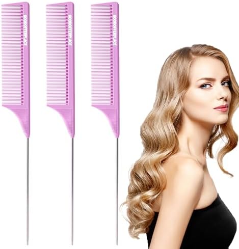 3 PCS Rat Tail Combs with Metal Pick for Braiding,Parting by GOODOFFERPLACE