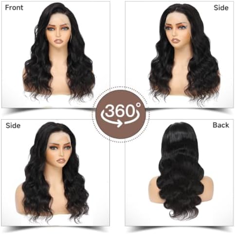 ALHER Small Cap Lace Front Wigs Human Hair Pre Plucked Body Wave, 13X4 HD Transparent Lace Frontal Wigs With Baby Hair 150% Density, Small Cap Size 21-21.5 Natural Black Wavy Wig for Black Women 16 IN - Image 6