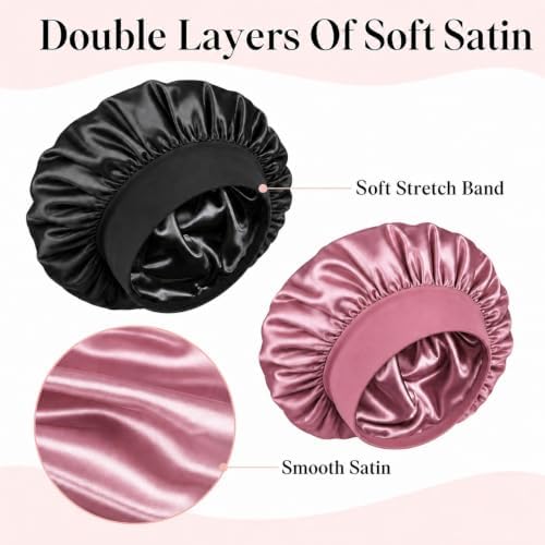 Yanideer 2 Pack Satin Bonnet for Sleeping Double Layer - Image 3