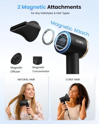 CONFU Hair Dryer with Diffuser, 500M Ionic Blow Dryer, High-Speed 110,000 RPM, 5X Fast Drying, Lightweight & Low Noise Frizz Control for All Hair Types Home Travel Men Women - Image 5