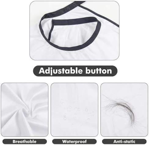 Professional Barber Cape with Neck Brush & Disposable Neck Paper, White - Image 4