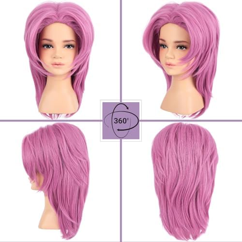 PUREHAIR Kids Short Pink Wig with Tattoos for Boys Costume - Image 2