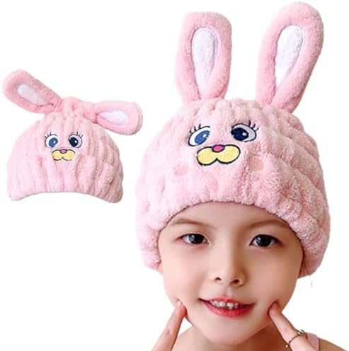 Microfiber Hair Towel Wrap for Kids, Bunny Toddler Quick Drying Cap by LCBD