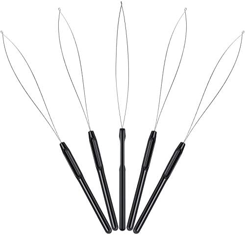 Zonon 10 Pcs Loop Needle Threader Tool for Hair Extension Bead,Black - Image 5
