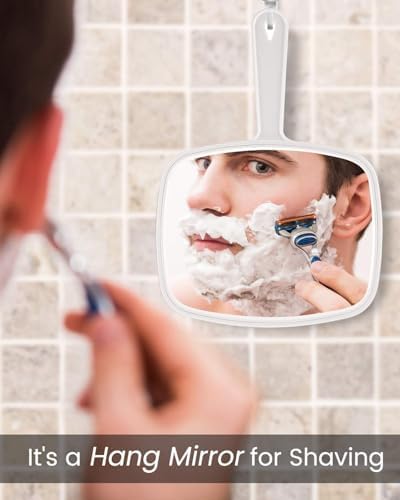 Gladmart 10.3" L x 7.4" W Hand Mirror with Handle, White - Image 4