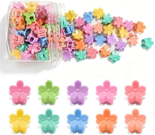 SAOROPEB 100Pcs Mini Flower Hair Clips, Colorful Hair Accessories (Pastel) by SAOROPEB