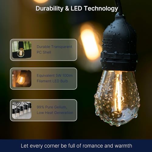 FLSNT 48 Pack LED S14 Replacement Light Bulbs for String Light, Waterproof Outdoor LED Bulbs, E26 Base, 2200K Warm White, Non-Dimmable - Image 3